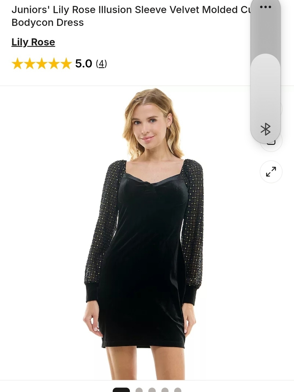Lily Rose Black Velvet Dress with Beaded Illusion Long Sleeves